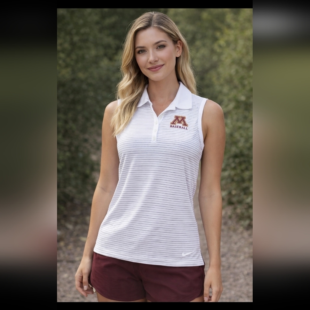 Nike Golf Minnesota Gophers Baseball Sleeveless Polo Striped Small NWT